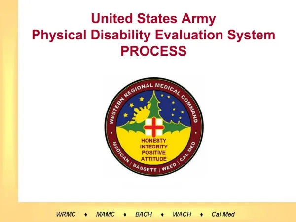 United States Army Physical Disability Evaluation System PROCESS
