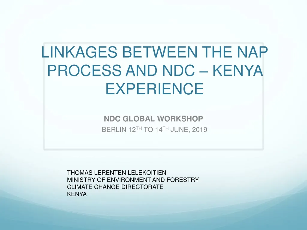 linkages between the nap process and ndc kenya experience