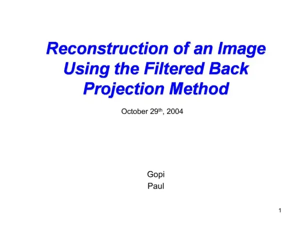 Reconstruction of an Image Using the Filtered Back Projection ...