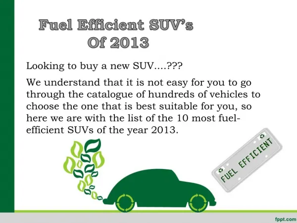 Fuel Efficient SUV’s Of 2013
