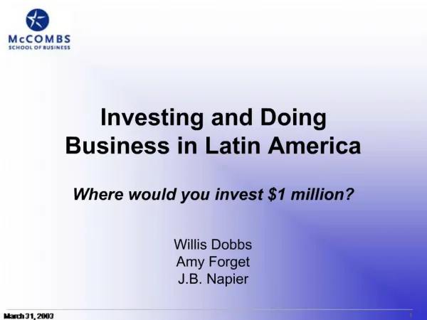 Investing and Doing Business in Latin America