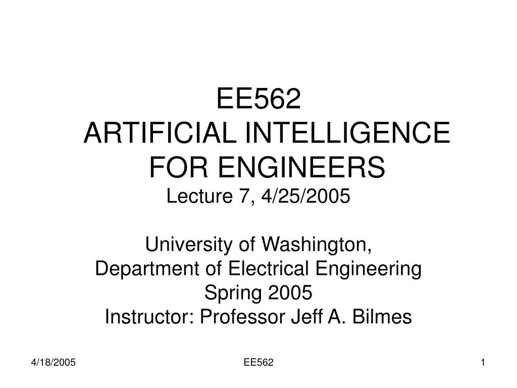ee562 artificial intelligence for engineers