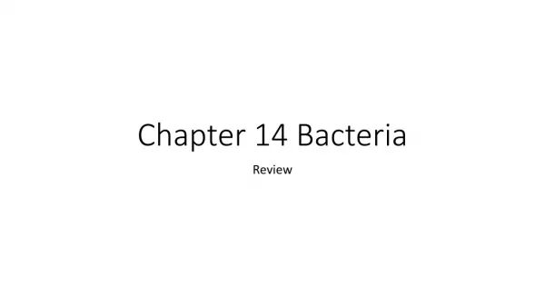 Chapter 14 Bacteria