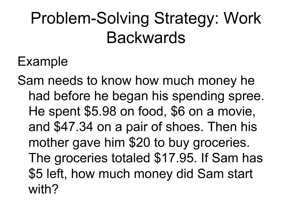 working backwards problem solving questions