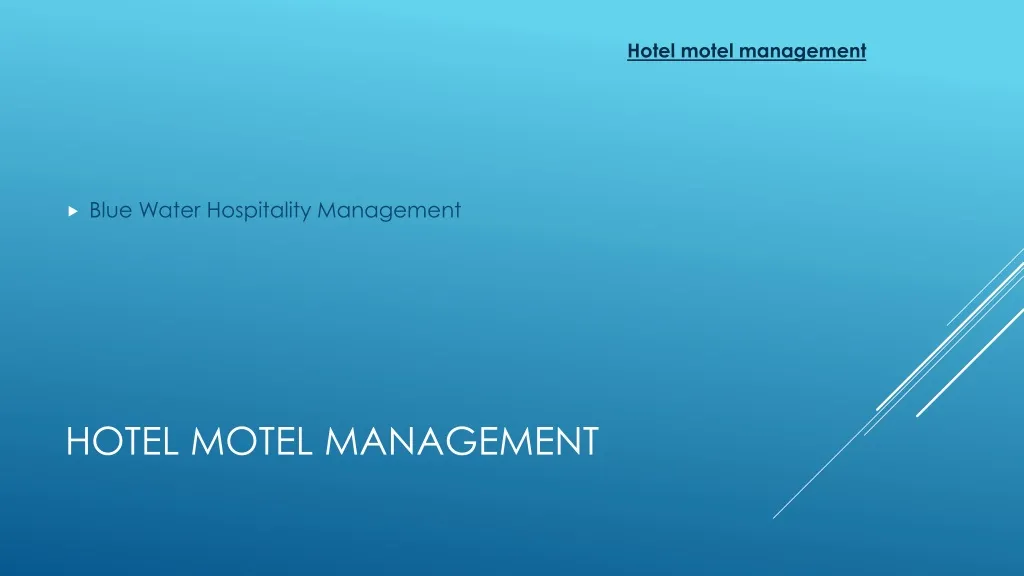 hotel motel management