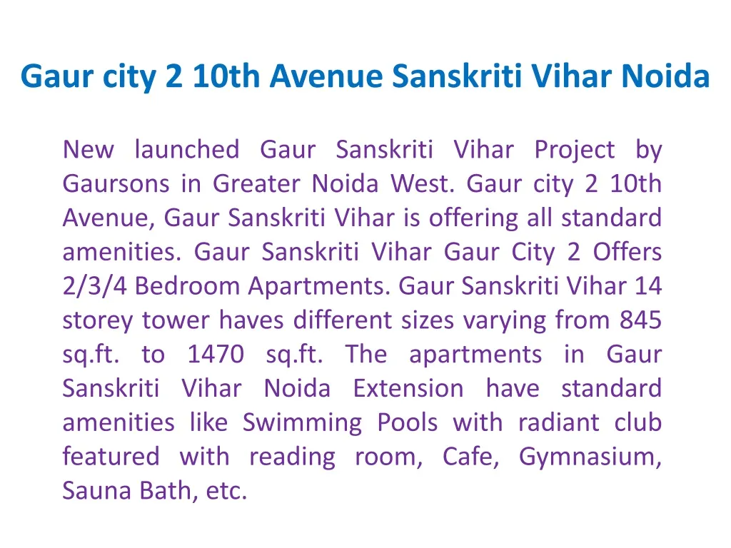 gaur city 2 10th avenue sanskriti vihar noida
