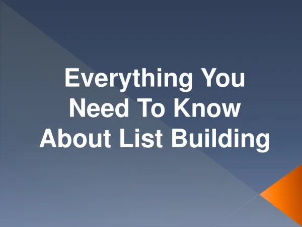 How to be expert in list building in really short time?