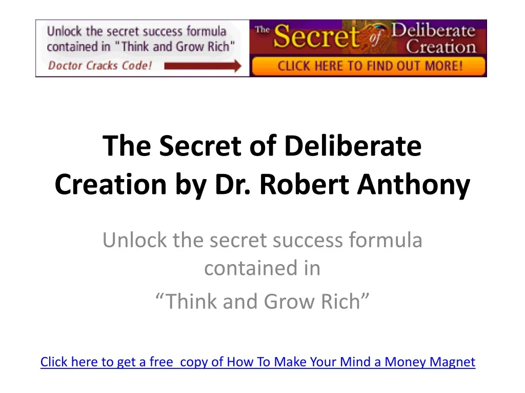 the secret of deliberate creation by dr robert anthony