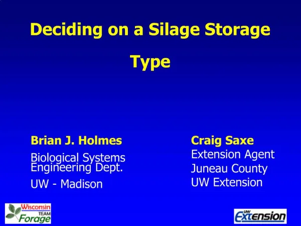 Deciding on a Silage Storage Type