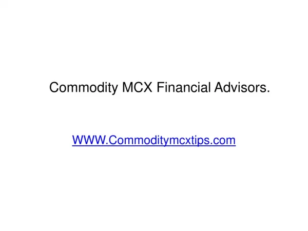 Comodity MCX Financial Services