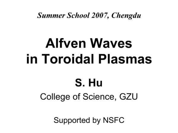 Alfven Waves in Toroidal Plasmas