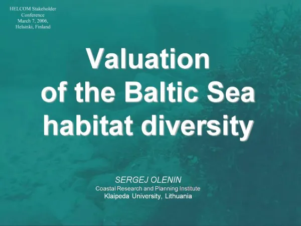 Valuation of the Baltic Sea habitat diversity