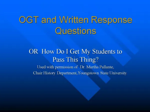 OGT and Written Response Questions