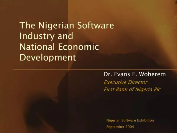 The Nigerian Software Industry and National Economic Development