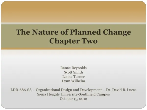 The Nature of Planned Change Chapter Two