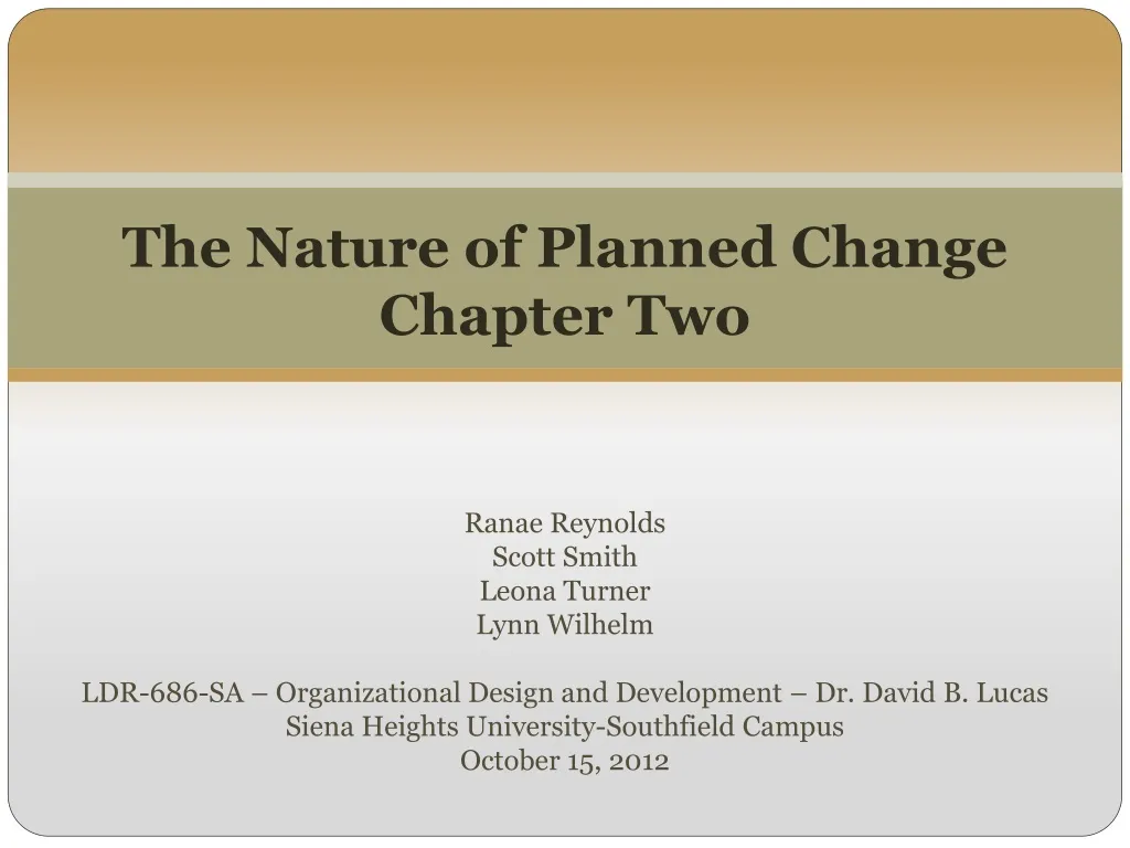 the nature of planned change chapter two