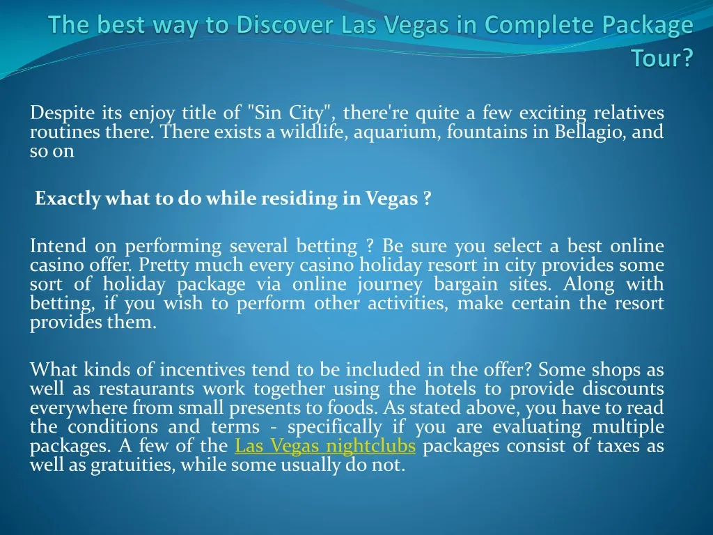 the best way to discover las vegas in complete package tour