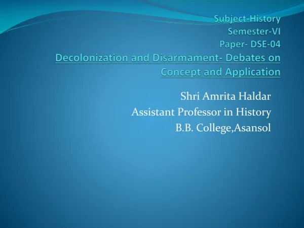 Shri Amrita Haldar Assistant Professor in History B.B. College,Asansol