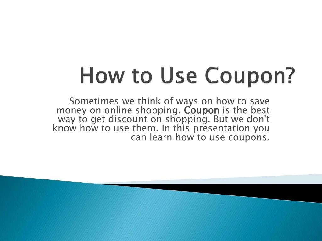 how to use coupon