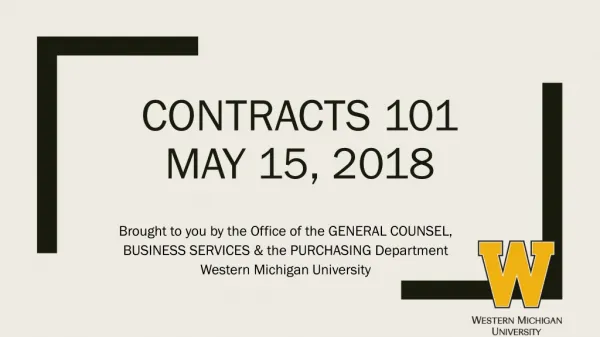Contracts 101 May 15, 2018