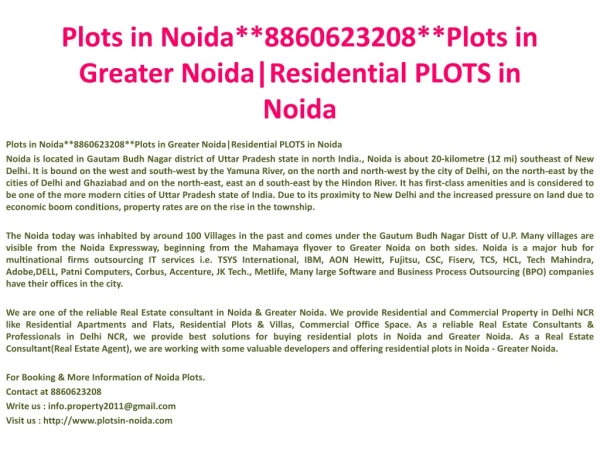 book plots in noida**8860623208**plots in greater noida|resi