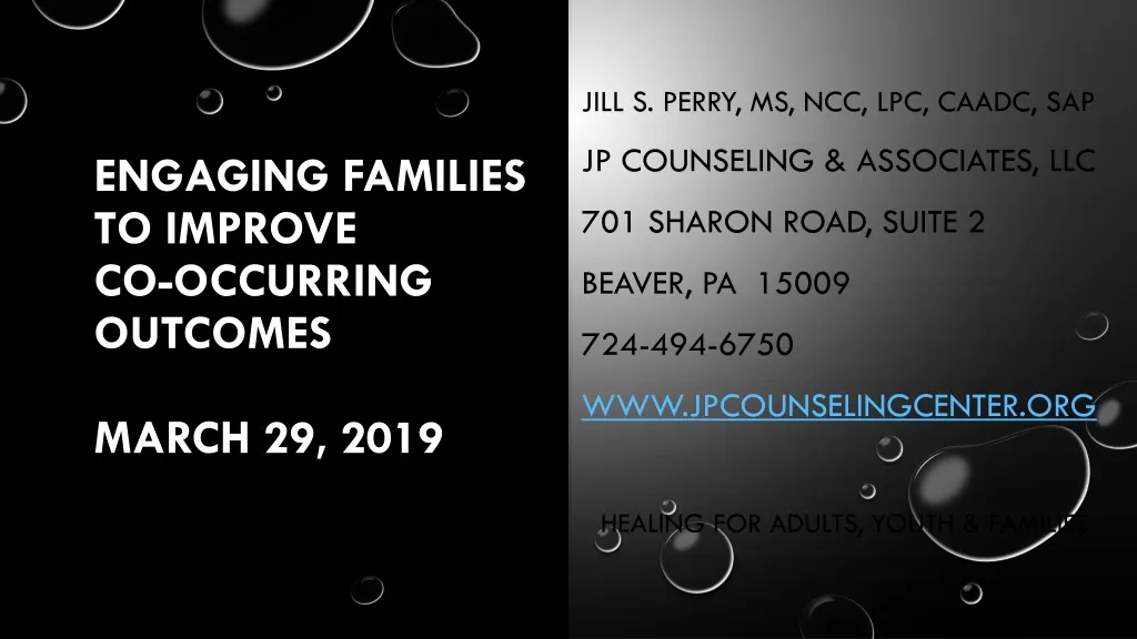 engaging families to improve co occurring outcomes march 29 2019
