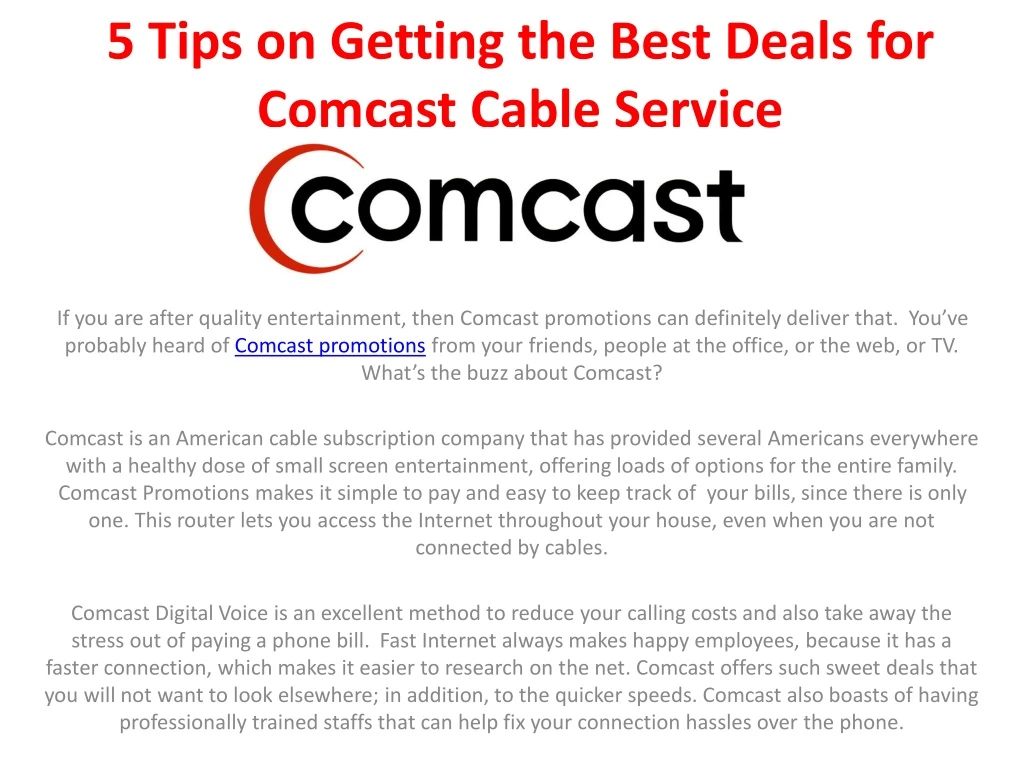 5 tips on getting the best deals for comcast cable service