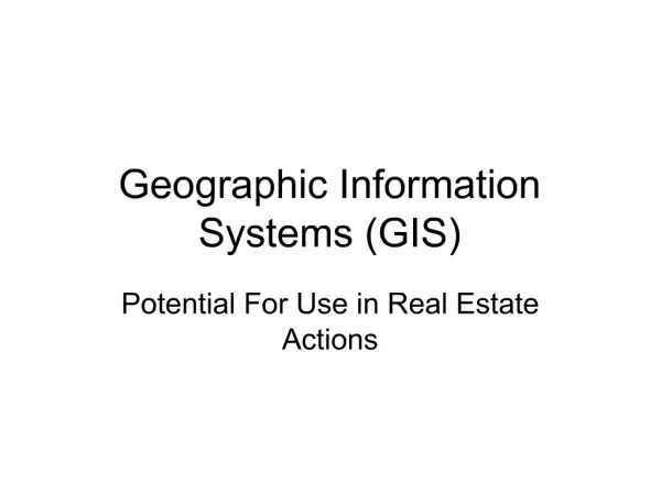 Geographic Information Systems GIS