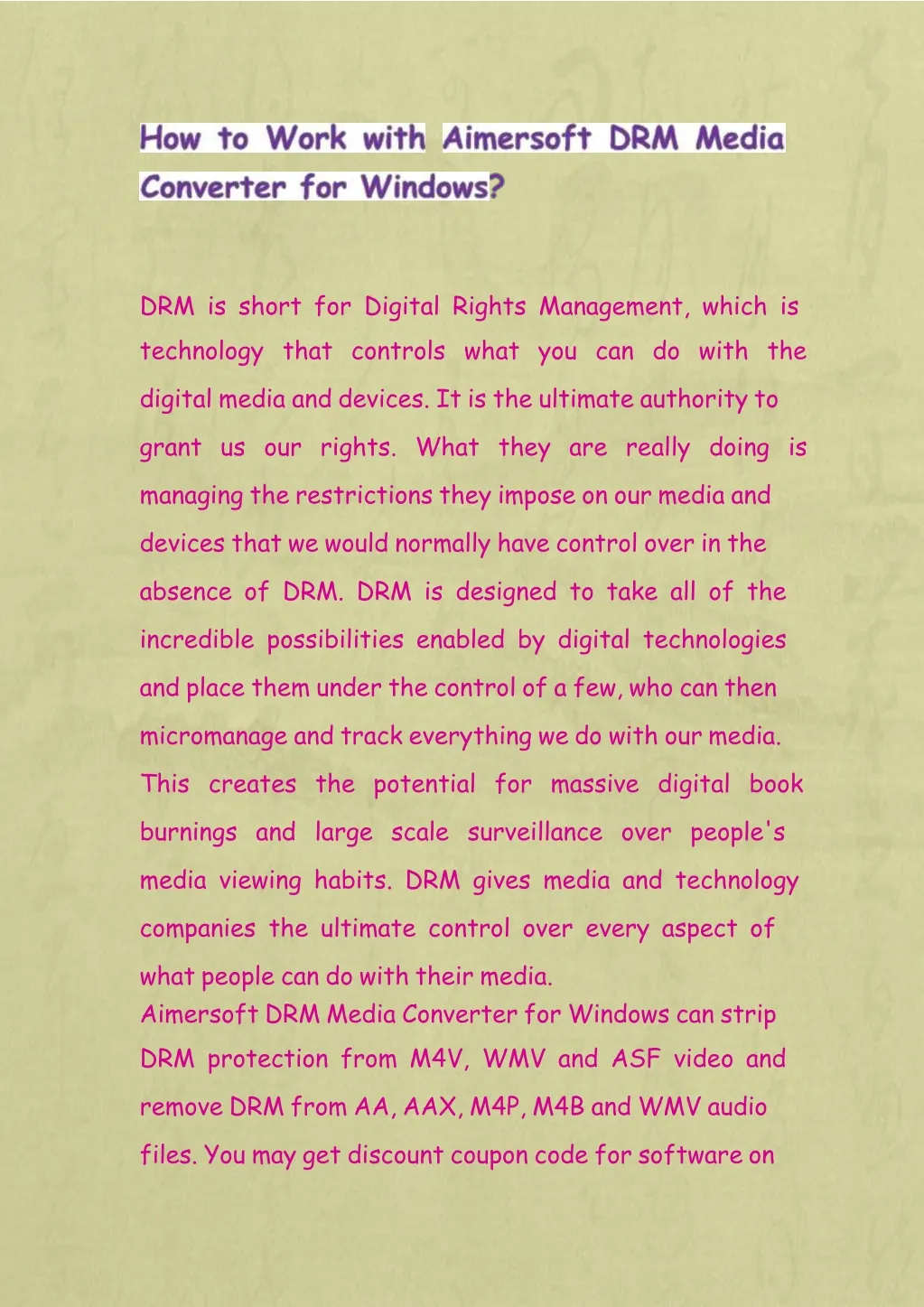 drm is short for digital rights management which