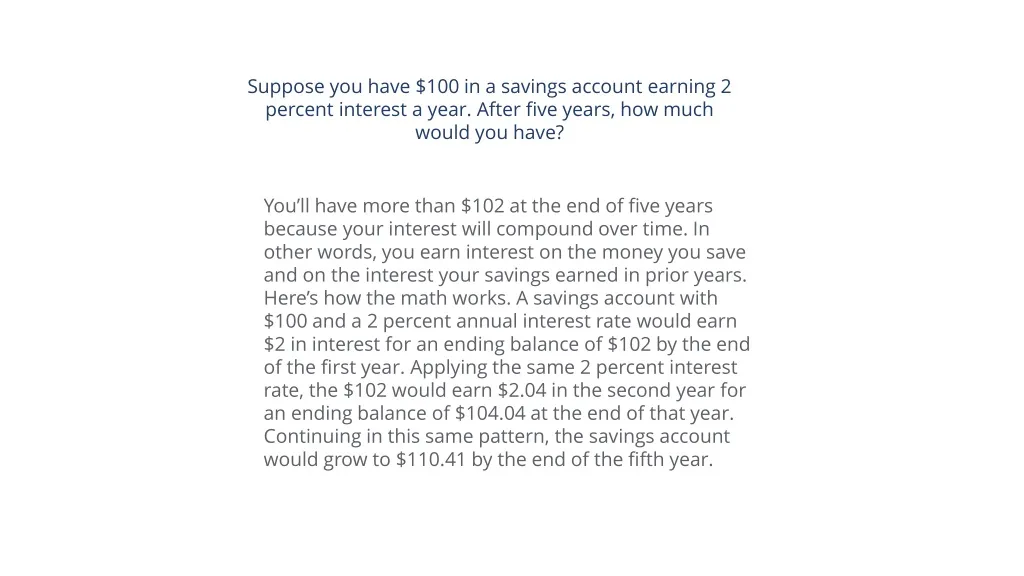 suppose you have 100 in a savings account earning