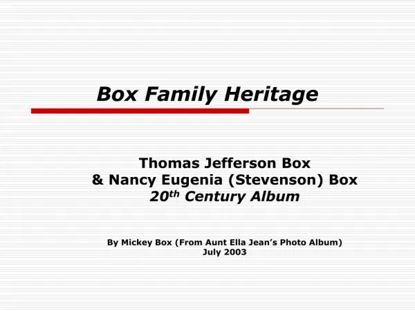 Box Family Heritage