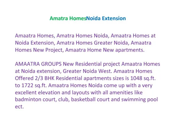Amaatra Homes Noida Extension $$-9899606065 Amaatra Homes