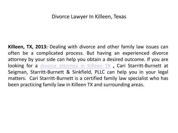 Divorce Lawyer In Killeen, Texas