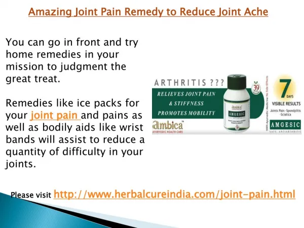 Amazing Joint Pain Remedy to Reduce Joint Ache