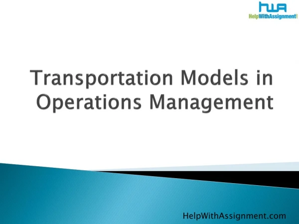 transportation models in operations management from helpwith