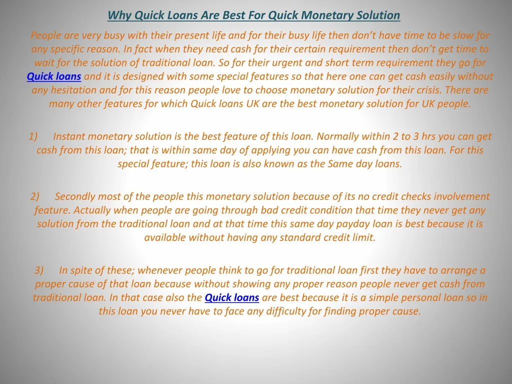 why quick loans are best for quick monetary solution