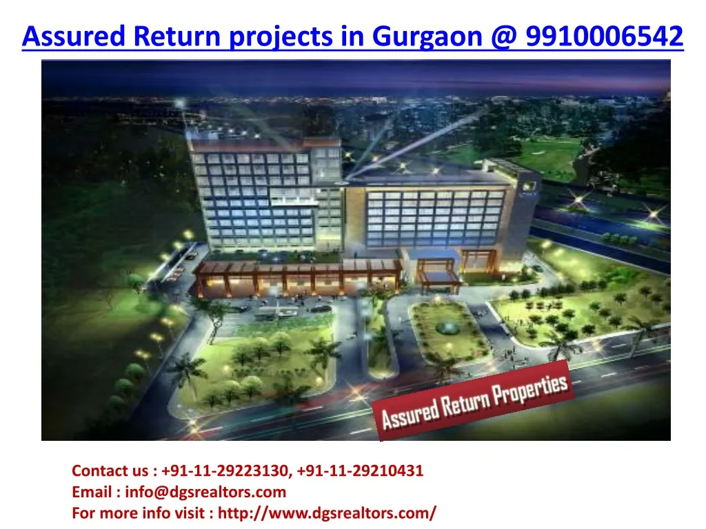 assured return projects in gurgaon @ 9910006542