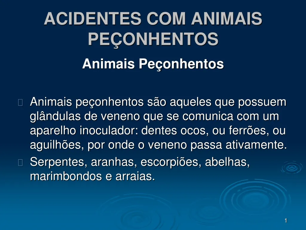 acidentes com animais pe onhentos