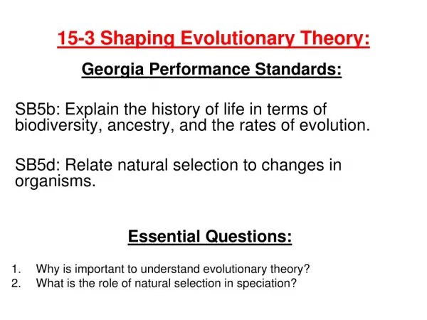 15-3 Shaping Evolutionary Theory: