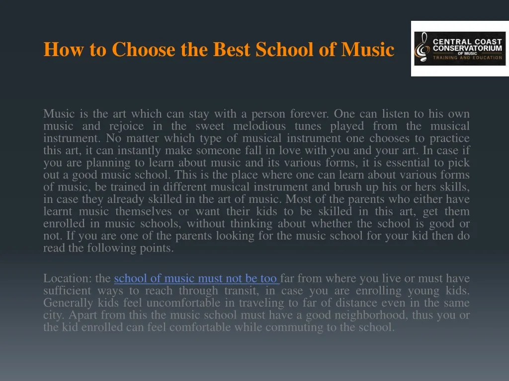 how to choose the best school of music