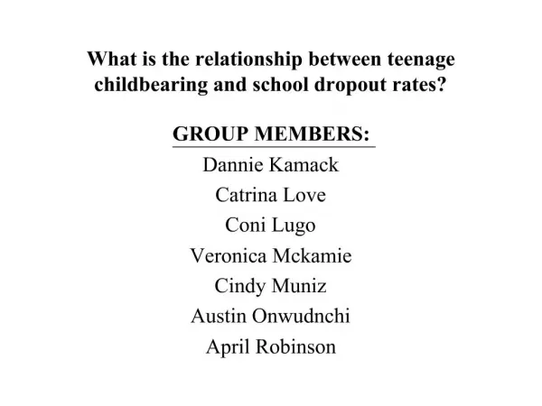 What is the relationship between teenage childbearing and school ...