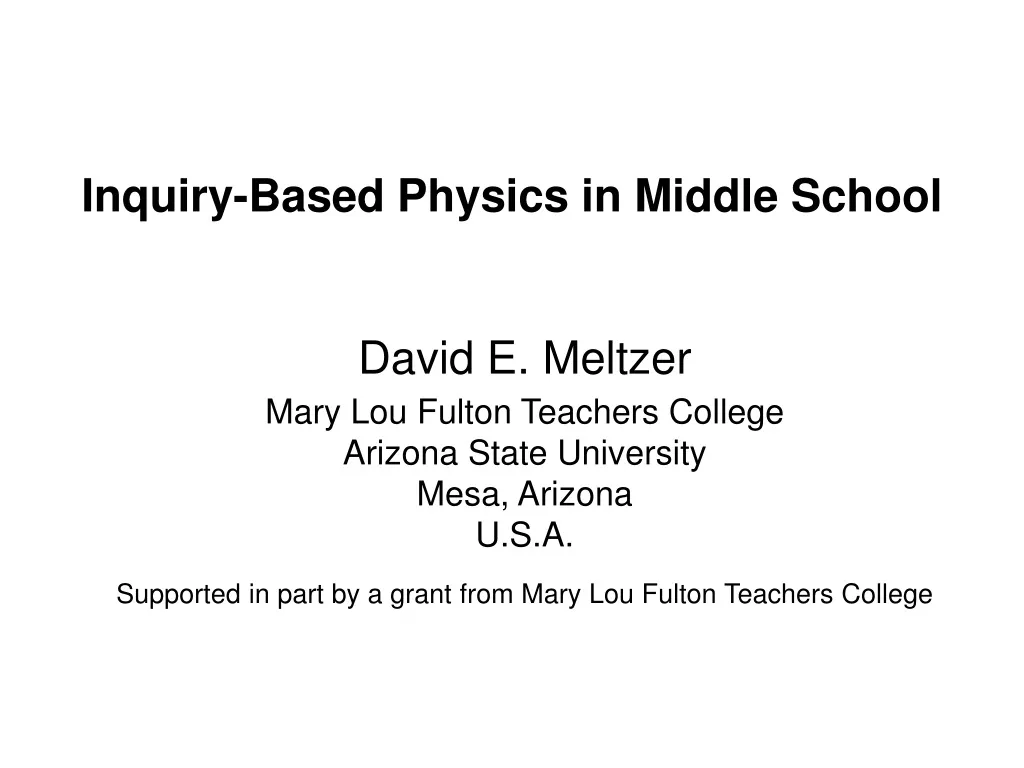 inquiry based physics in middle school