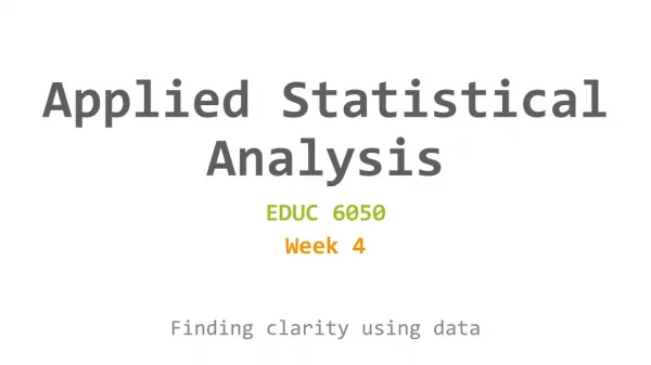 Applied Statistical Analysis