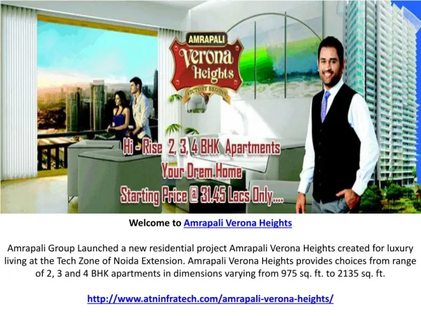 Amrapali Verona Heights Noida Extension Offers 2 BHK Flats
