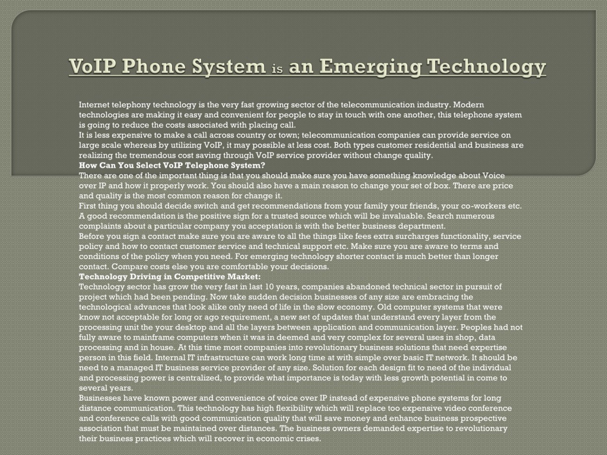 PPT - VoIP Phone System is an Emerging Technology PowerPoint ...