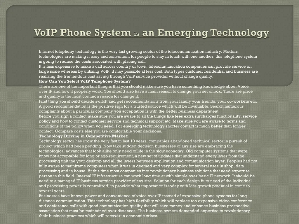 voip phone system is an emerging technology