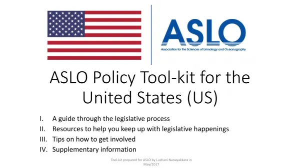 ASLO Policy Tool-kit for the United States (US)