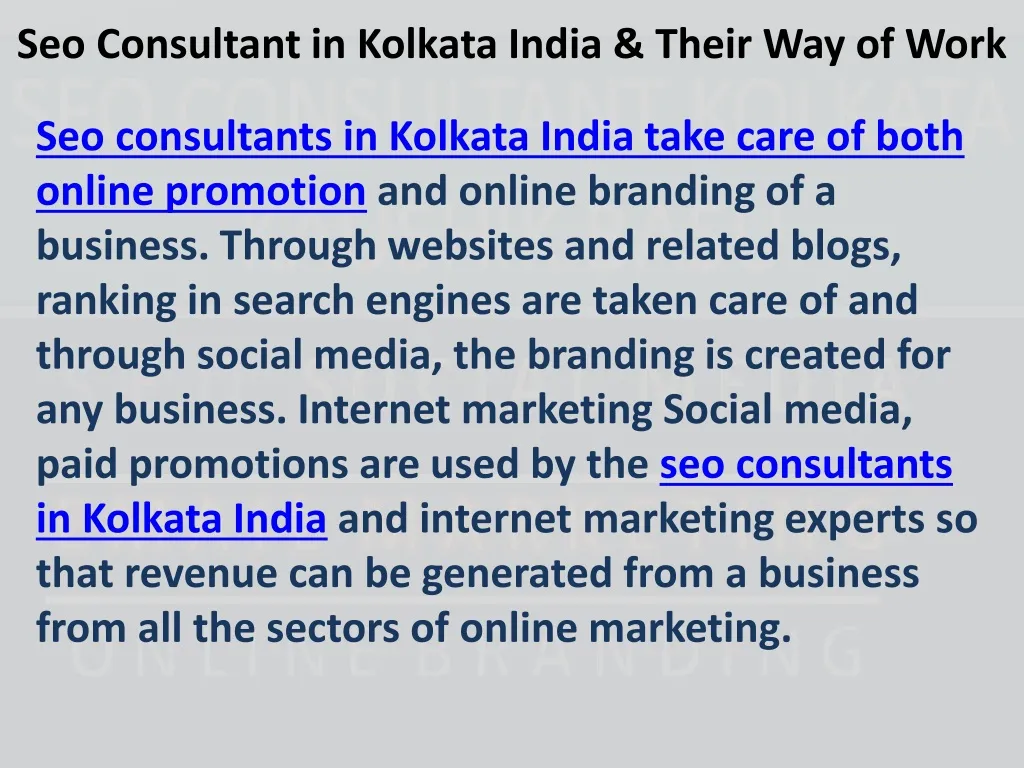 seo consultant in kolkata india their way of work