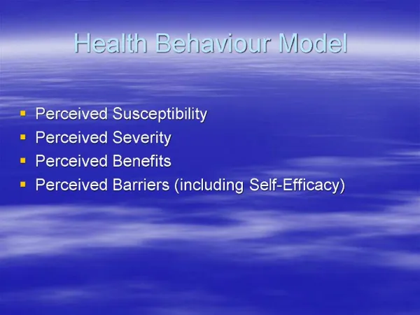 Health Behaviour Model