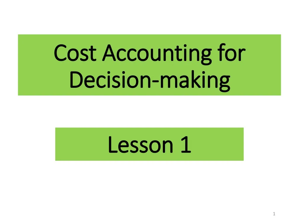 cost accounting for decision making